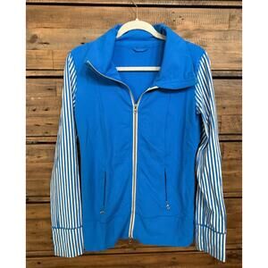 Lululemon Jacket Women's SZ 8 Blue Striped Full Zip Track Activewear Lightweight